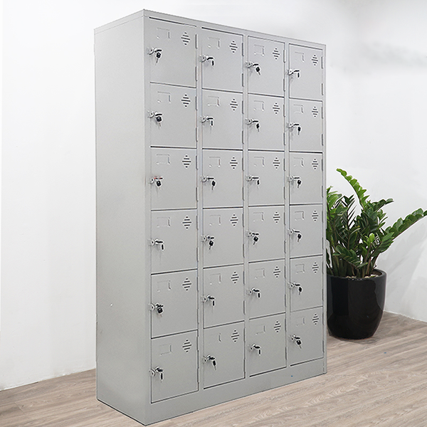 Tủ Sắt, Tủ Locker Sắt 24 Ô Màu Ghi L1200 x W450 x H1830mm