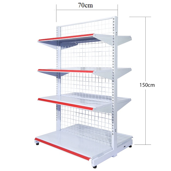 Giá Kệ Siêu Thị Kép, Kệ Siêu Thị Đôi 4 Tầng, Dài 70 x Sâu 70 x Cao 150cm