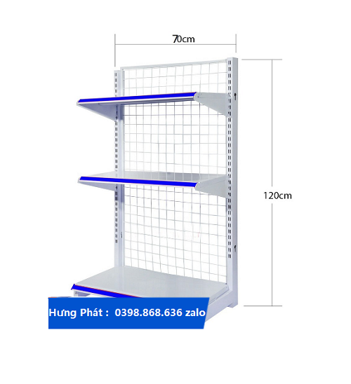 Kệ siêu thị đơn (dài 70cm x cao 120cm) 3 tầng