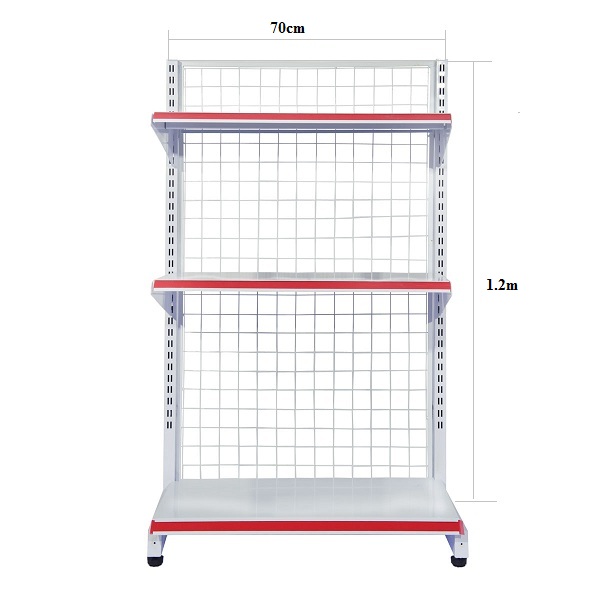 Kệ siêu thị đơn (dài 70cm x cao 120cm) 3 tầng