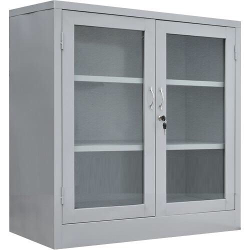 Tủ Sắt Văn Phòng, Tủ Tài Liệu Sắt Cánh Kính K2 Thấp, L880 x W400 x H915mm