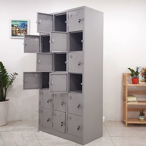Tủ Sắt Đựng Hồ Sơ, Tủ Locker Sắt 18 Ô L1200 x W450 x H1830mm