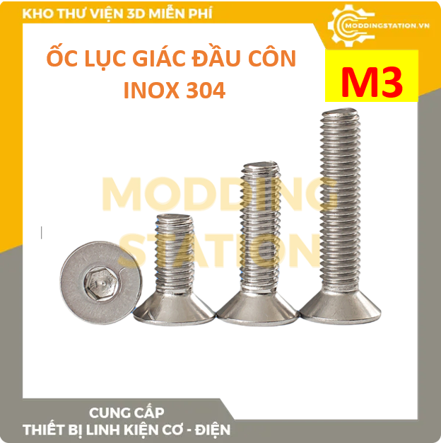 Ốc lục giác đầu côn M3 | Modding Station