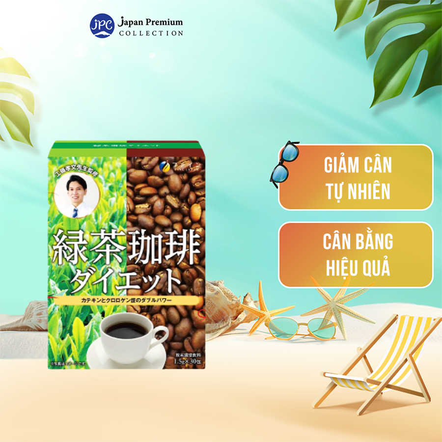 Trà cà phê Green tea & Diet coffee - đẩy nhanh quá trình đốt cháy mỡ thừa & hỗ trợ giảm cân FINE JAPAN (30 gói)