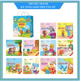 Combo 10 quyển truyện tranh kỹ năng giao tiếp ứng xử cho bé - phiên bản song ngữ Việt - Anh.