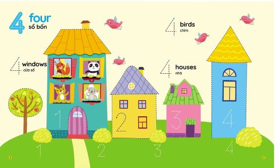 Combo 4 quyển viết xóa song ngữ Anh Việt đầu tiên cho bé.