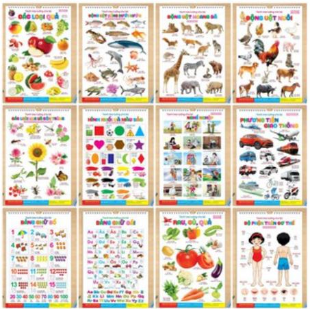 Tranh treo tường cho bé - 6 tờ 14 chủ đề