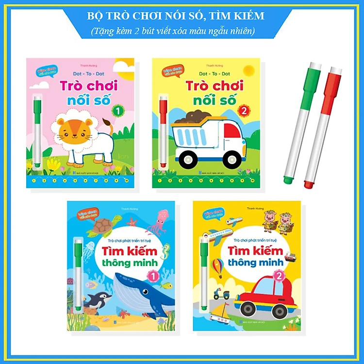 Combo 4 quyển trò chơi nối số và tìm kiếm thông minh.