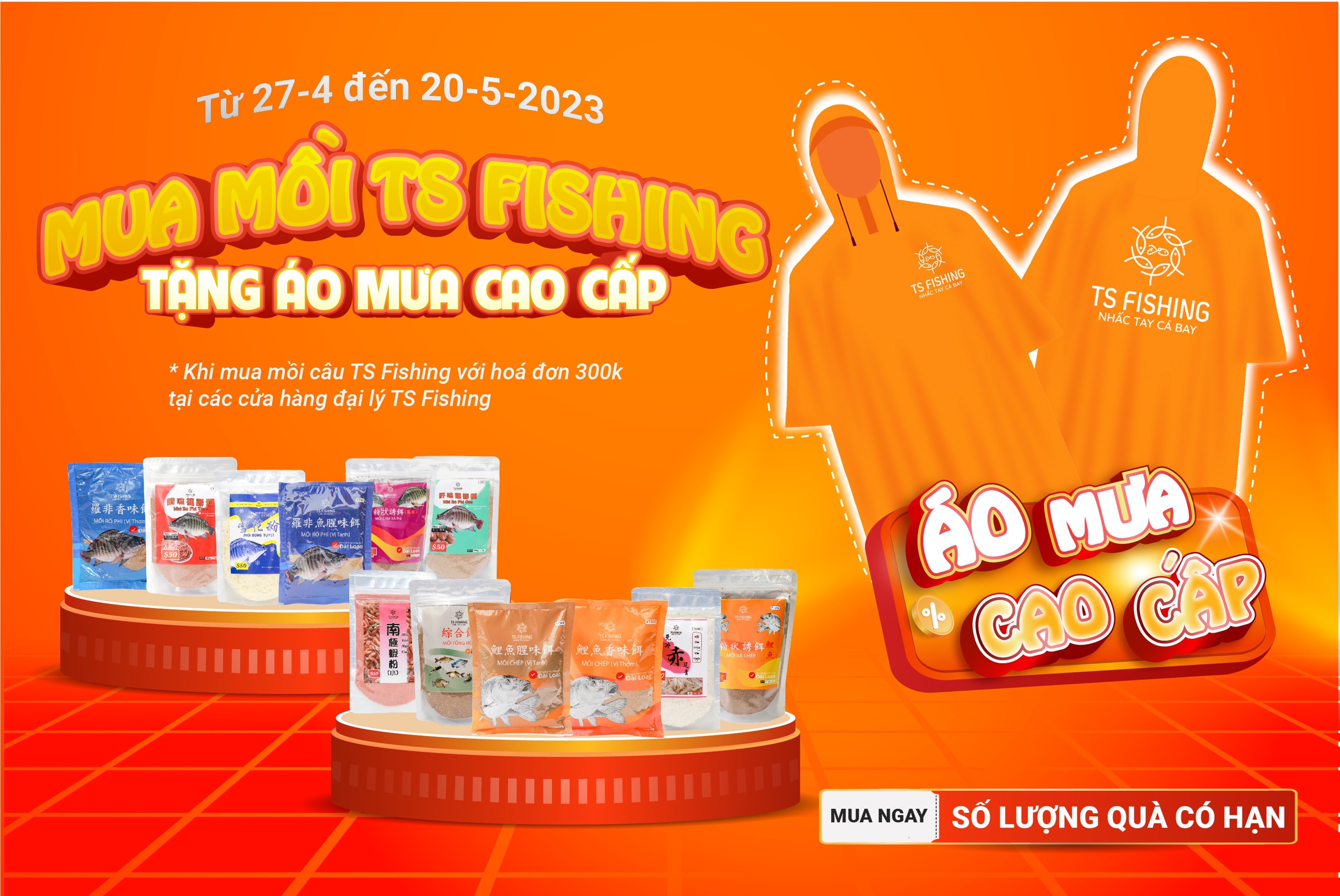 KHUYẾN MÃI: MỒI CÂU TS FISHING TẶNG ÁO MƯA CAO CẤP