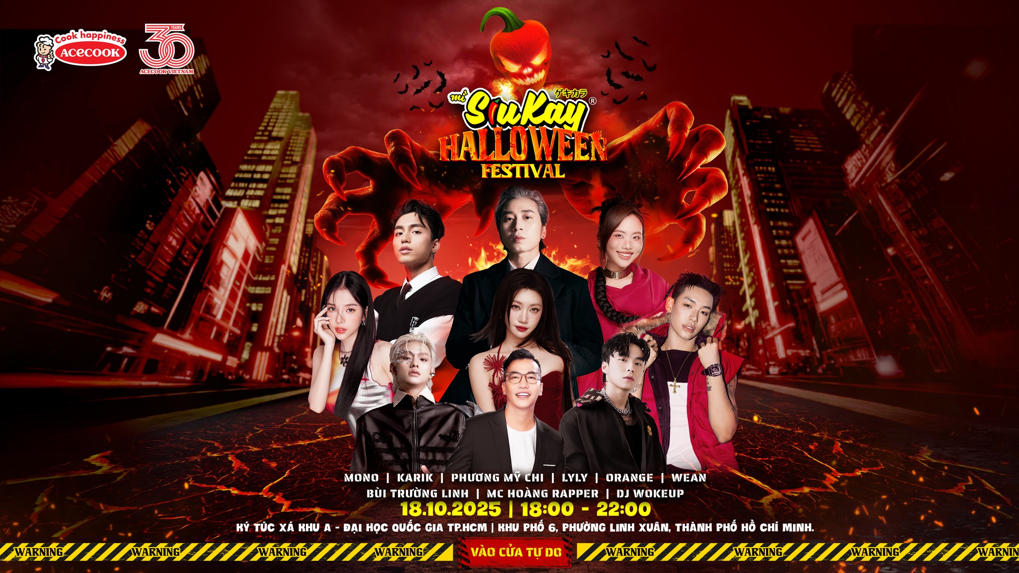 Karik, Mono đổ bộ show miễn phí Siukay Halloween tại làng đại học