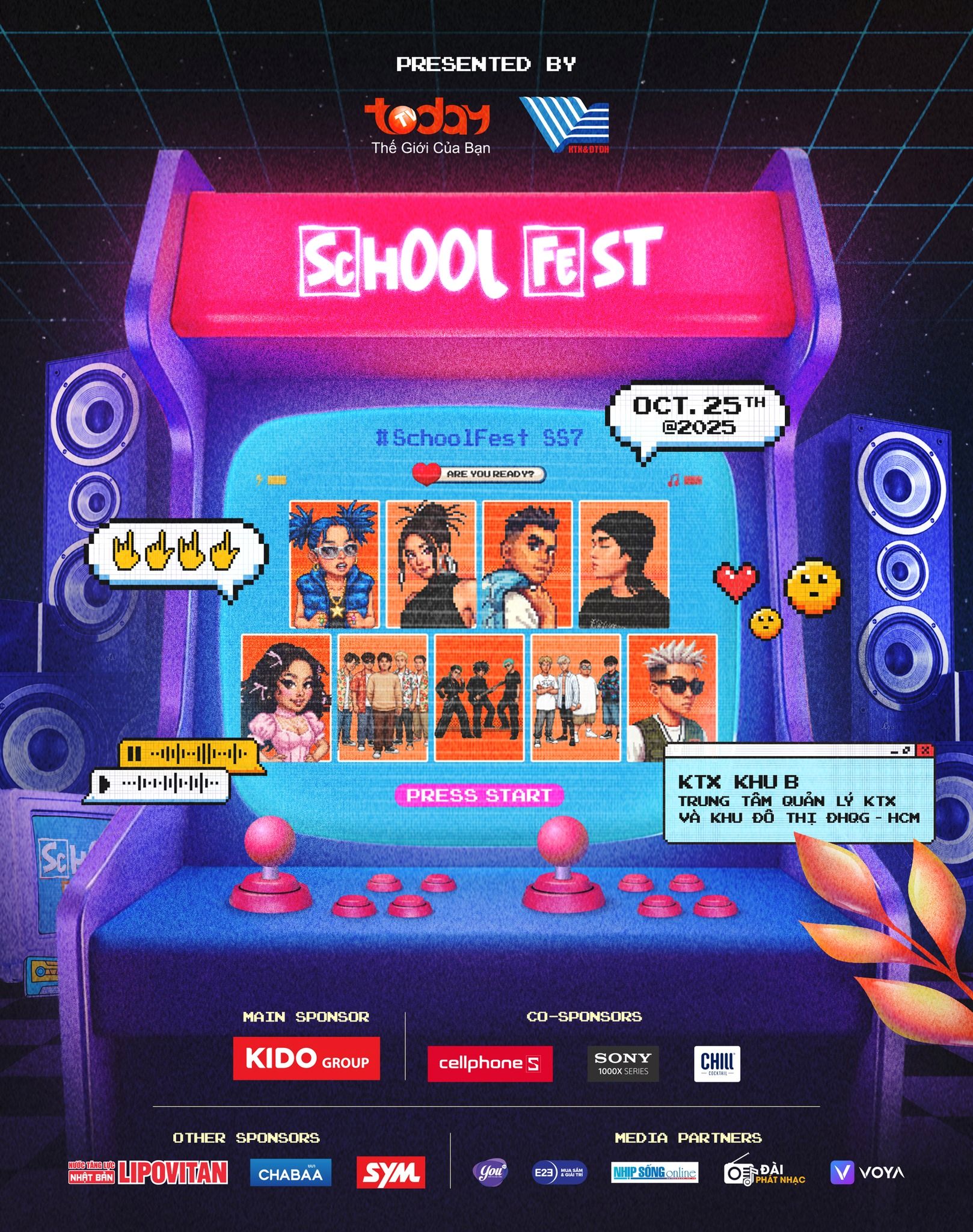 School Fest 2025 Flex sân khấu 3D |