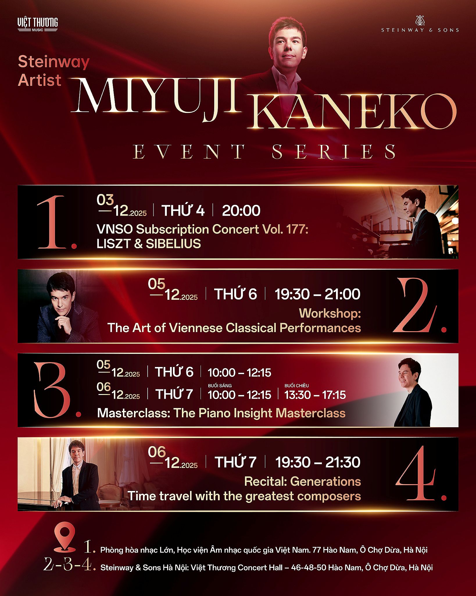 Steinway Artist Miyuji Kaneko và chuỗi sự kiện âm nhạc tại Hà Nội
