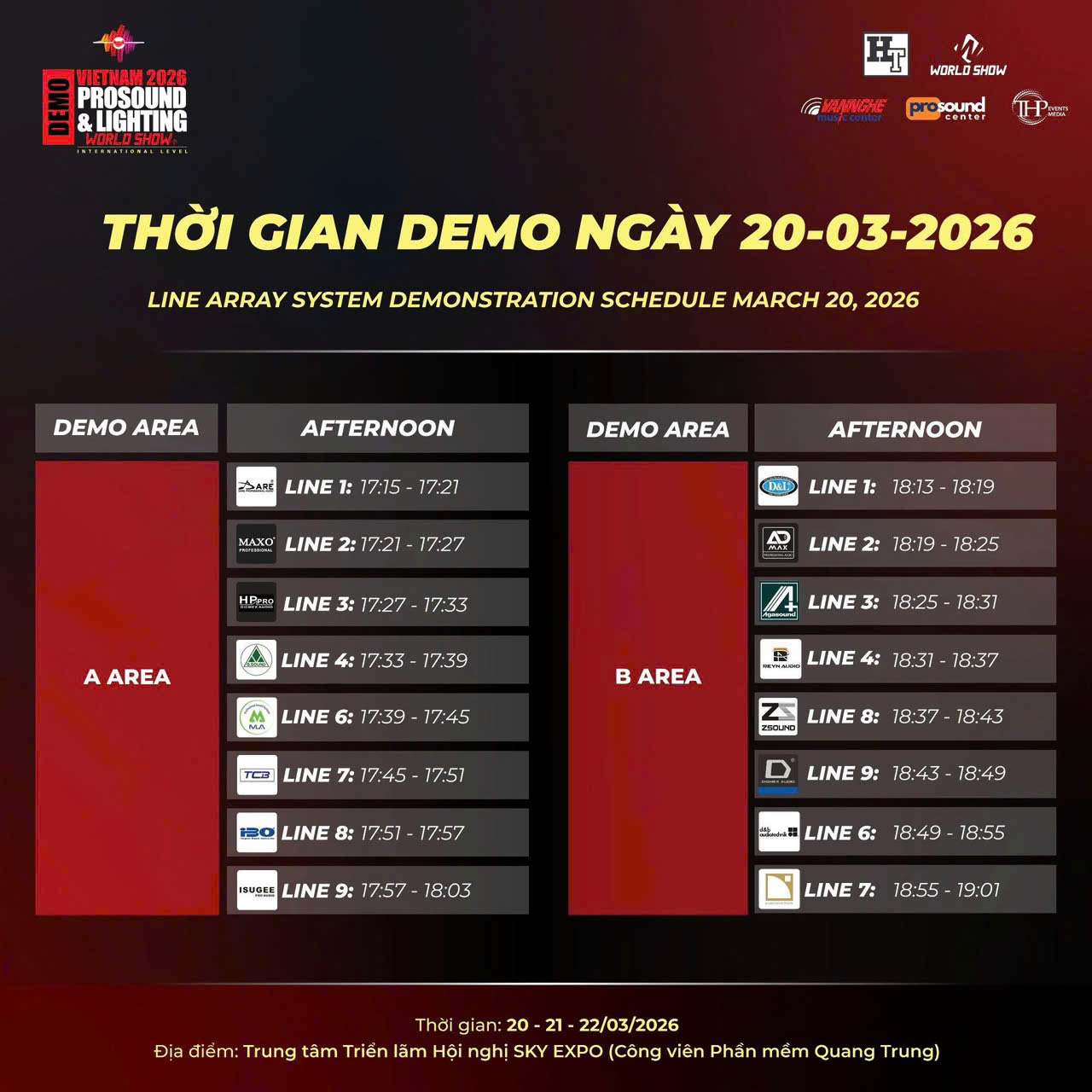 Cập nhật thời gian demo Loa tại Prosound 2026 | Mới Nhất Theo Từng Khu Vực