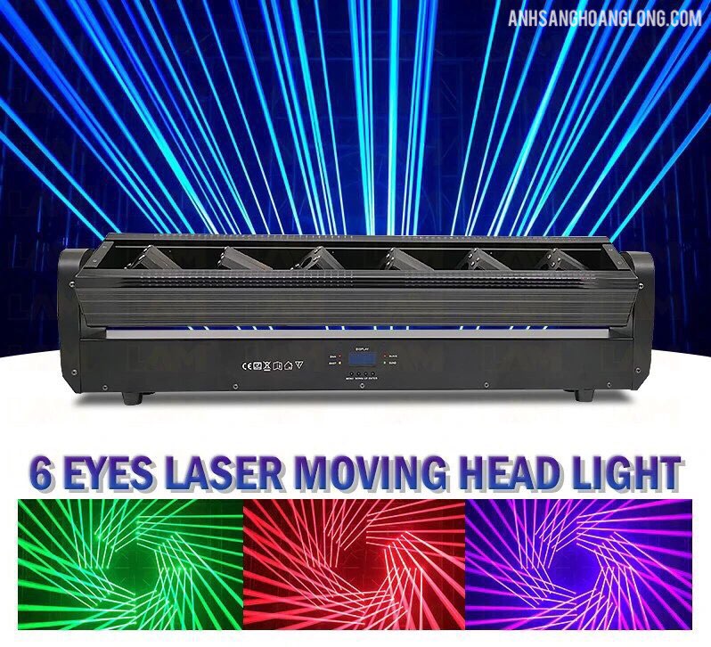 Đèn Moving Laser 6 Đầu Độc Lập Full RGB