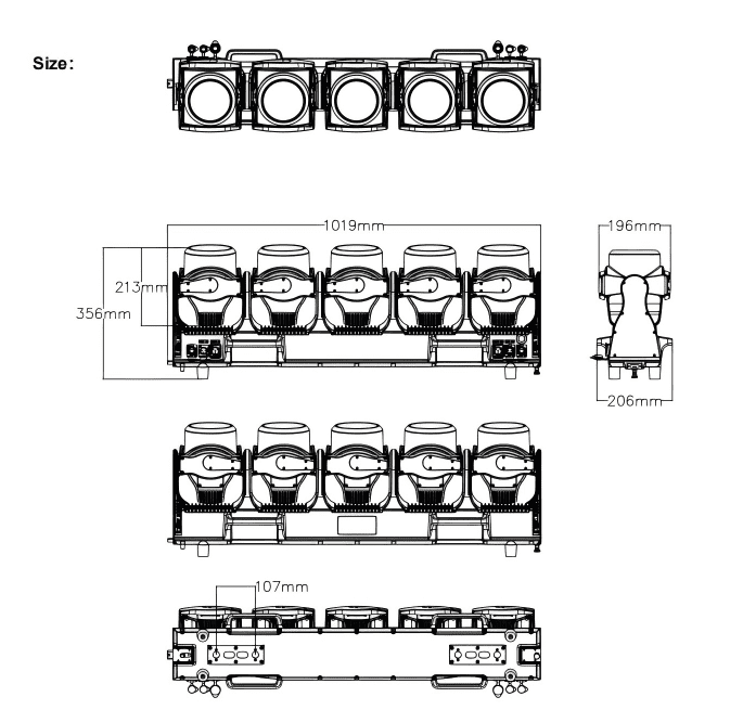 Đèn Moving 5 Đầu LED 4in1 MV-5L IP65 M Lighting