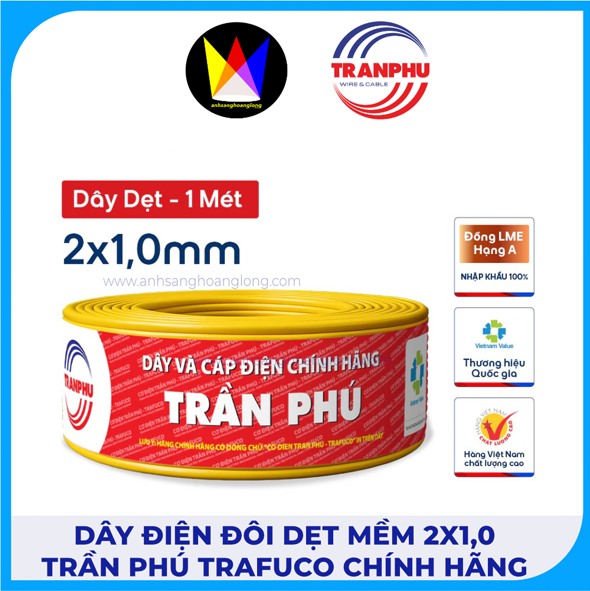 Dây Điện Đôi Dẹt Mềm 2x1,0 Trần Phú Trafuco Chính Hãng