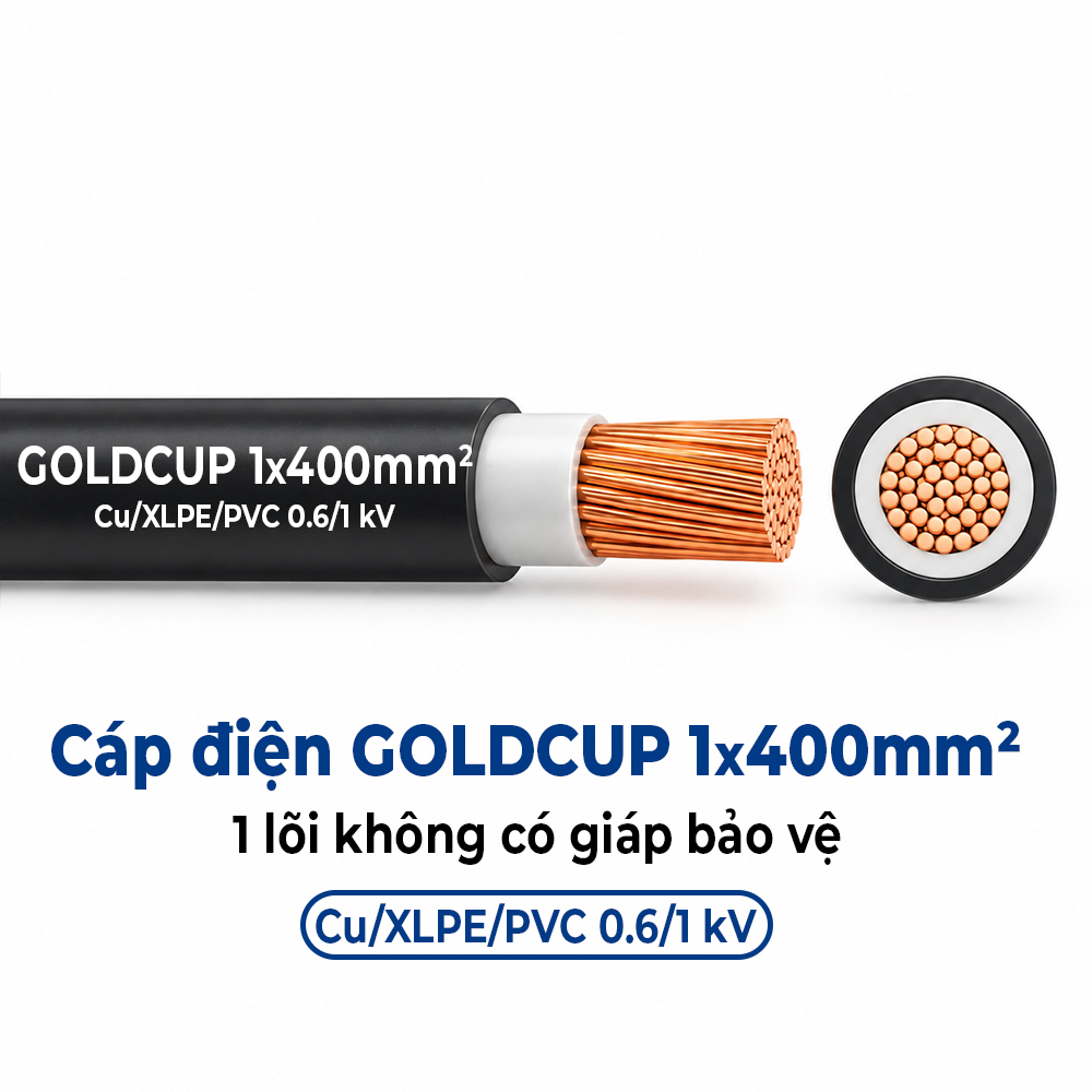 Cáp Điện GOLDCUP 1x400mm² Không Giáp Cu/XLPE/PVC 0,6/1kV