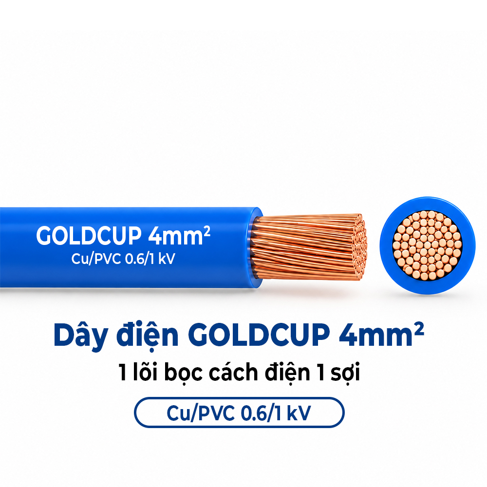 Dây Điện GOLDCUP 4mm² 1 Lõi Ruột Mềm Cu/PVC 0.6/1kV