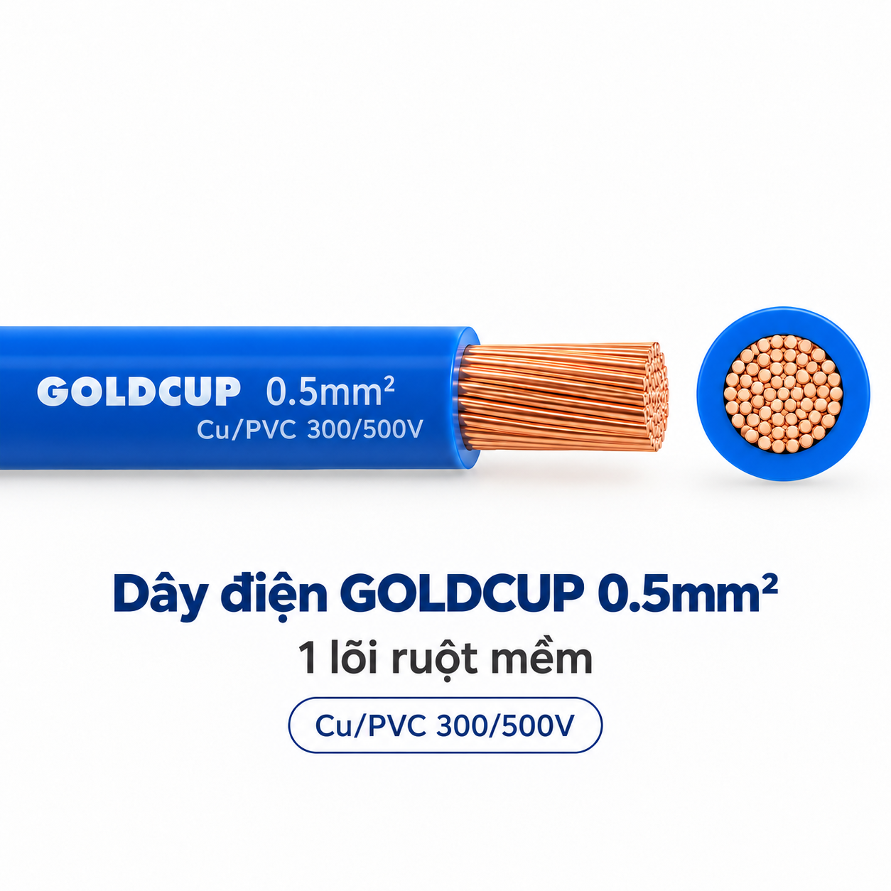 Dây Điện GOLDCUP 0.5mm² 1 Lõi Ruột Mềm Cu/PVC 300/500V