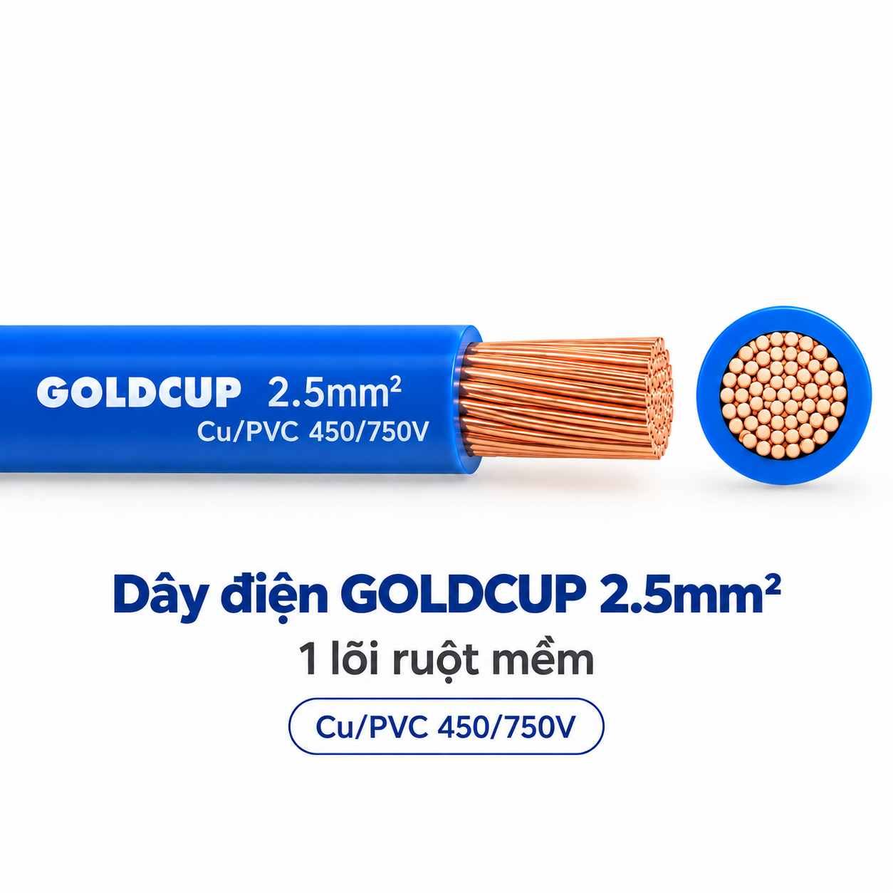 Dây điện GOLDCUP 2.5mm² – 1 lõi ruột mềm Cu/PVC 450/750V