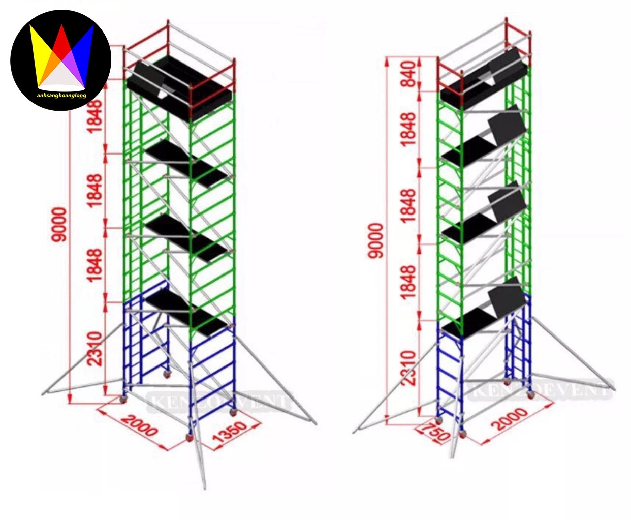Giàn Giáo Truss Hợp Kim Nhôm Ngang 2400mm x 3000mm