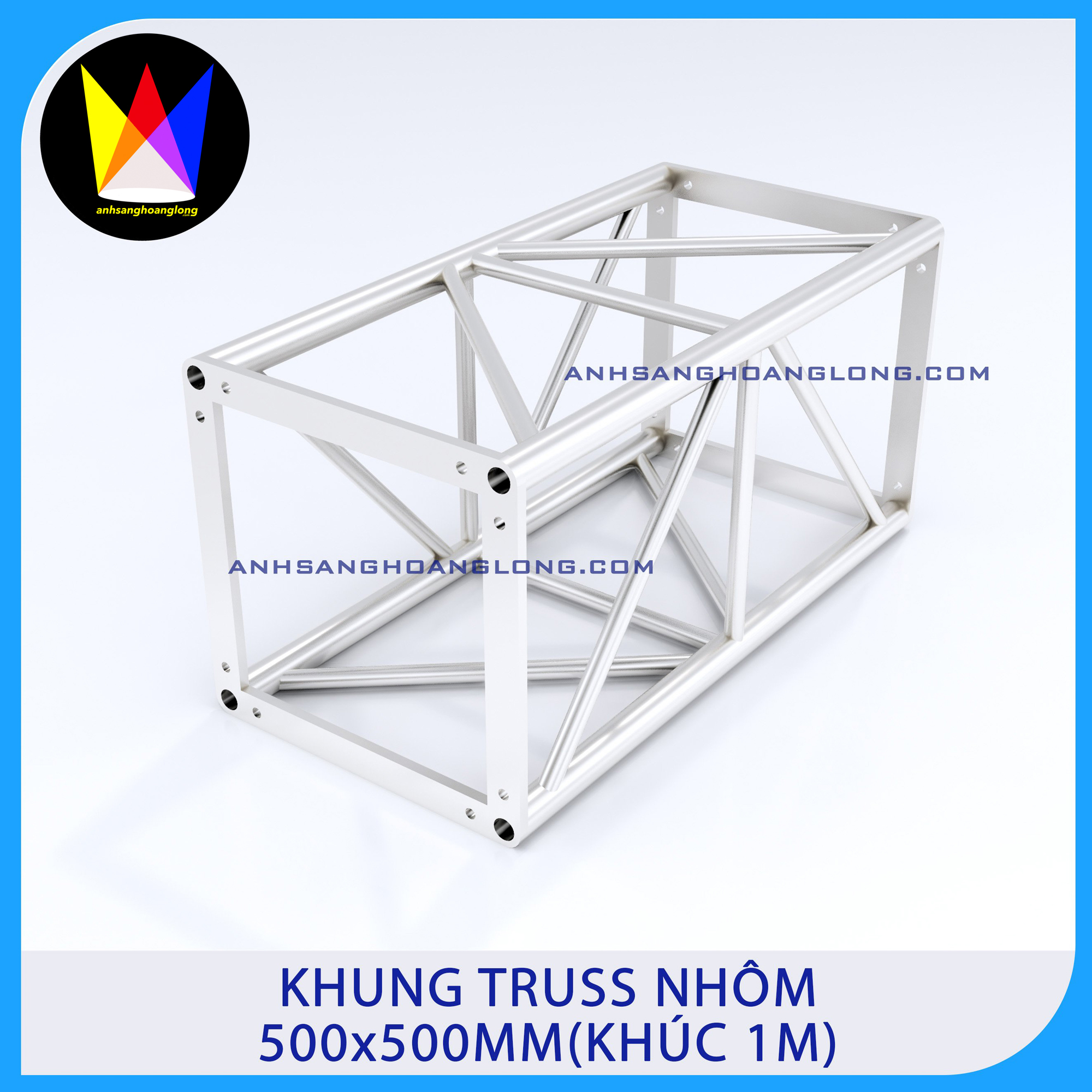 Khung Truss Nhôm 500x500mm Bích Hộp (Khúc 1M)