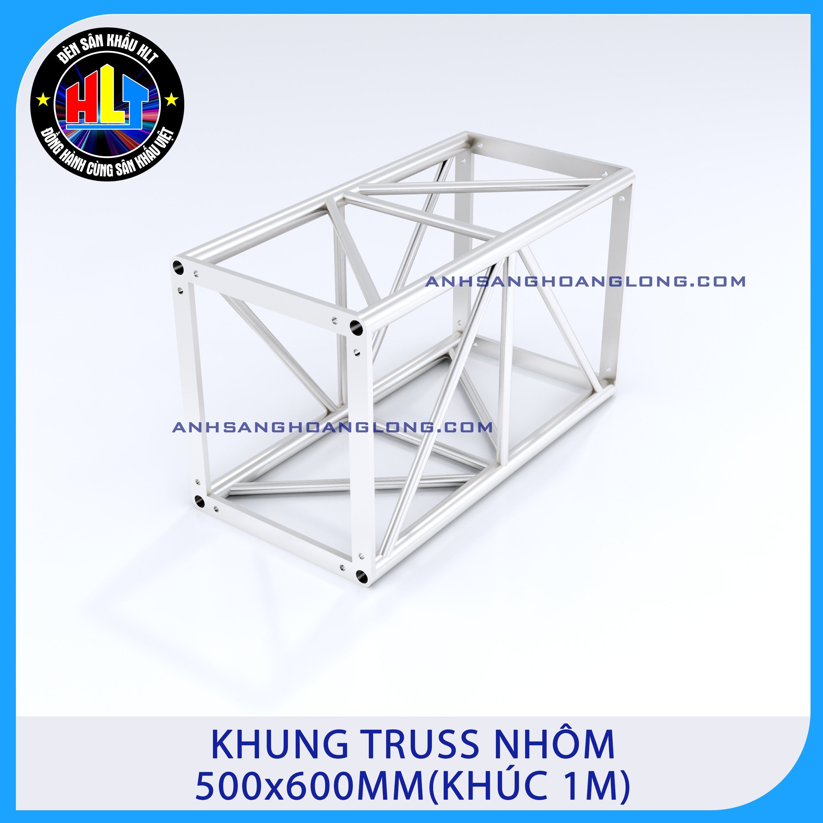 Khung Truss Nhôm 500x600mm Bích Hộp (Khúc 1M)