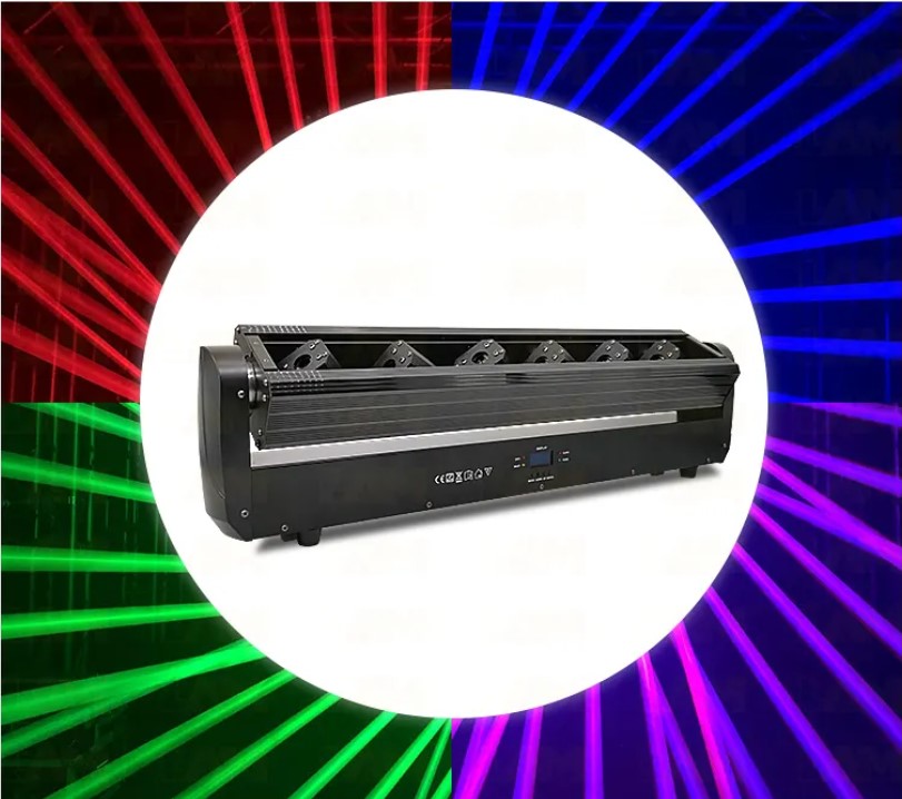 Đèn Moving Laser 6 Đầu Độc Lập Full RGB