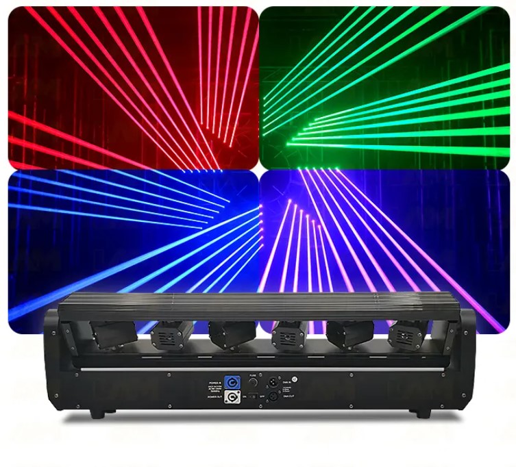 Đèn Moving Laser 6 Đầu Độc Lập Full RGB