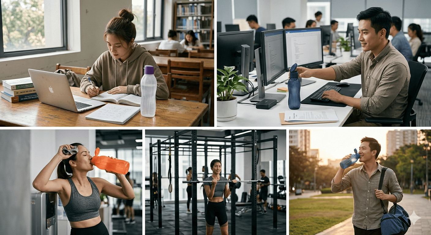 Bình Nước Dung Tích Lớn Phù Hợp Với Người Bận Rộn