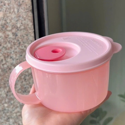 Hộp Đựng LVS Tupperware Crystal Wave Mug 460ml - Có Nút Thở Dạng Cốc, Có Quai - Tupperware Trung Chính Hãng