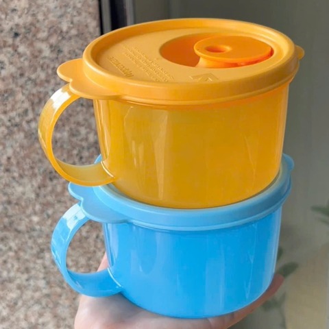 Hộp Đựng LVS Tupperware Crystal Wave Mug 460ml - Có Nút Thở Dạng Cốc, Có Quai - Tupperware Trung Chính Hãng