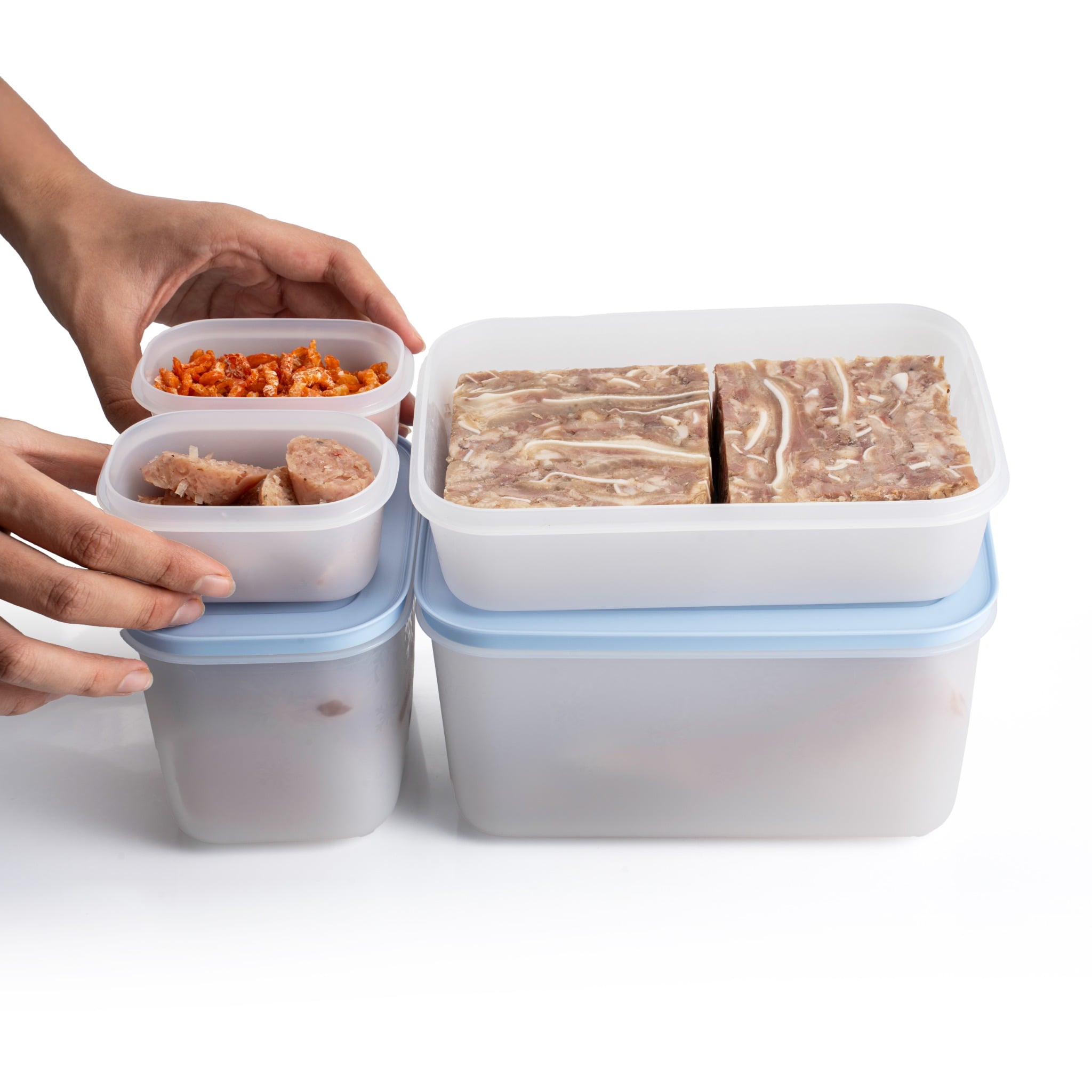 Bộ 5 Hộp Tupperware Trữ Đông Gen II  (2 hộp 170ml+1 hộp 1.1L+1 hộp 1L và 1 hộp 2.5L ) - New Tupperware