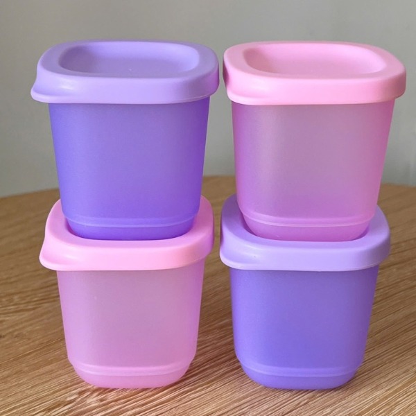 Hộp Tupperware Cubix mini Square 110ml - full màu hồng+tím - Tupperware Trung Chính Hãng