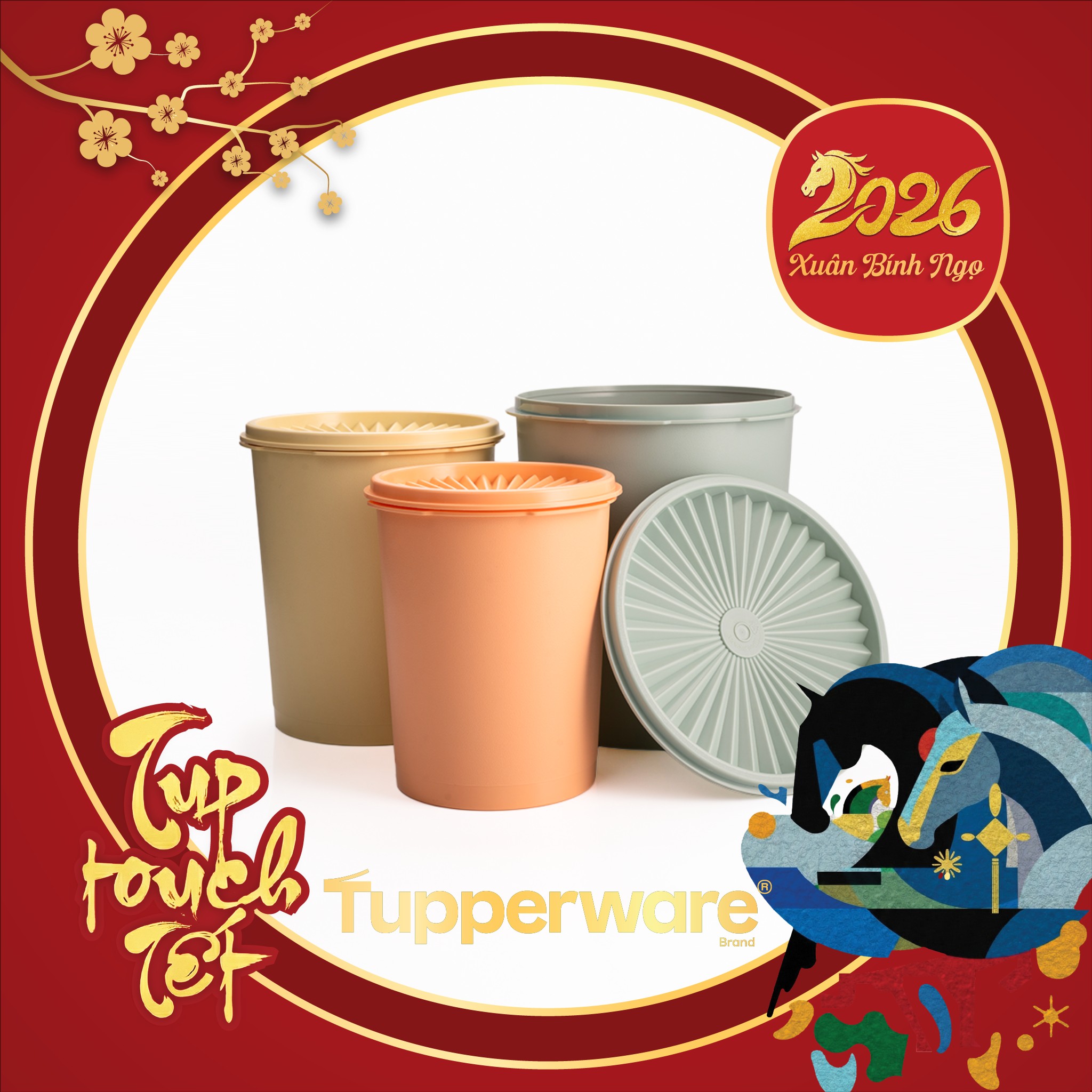 3 Hộp Đựng Thực Phẩm Tupperware Decorator 2.7L, 1.8L 1.2L - New Tupperware