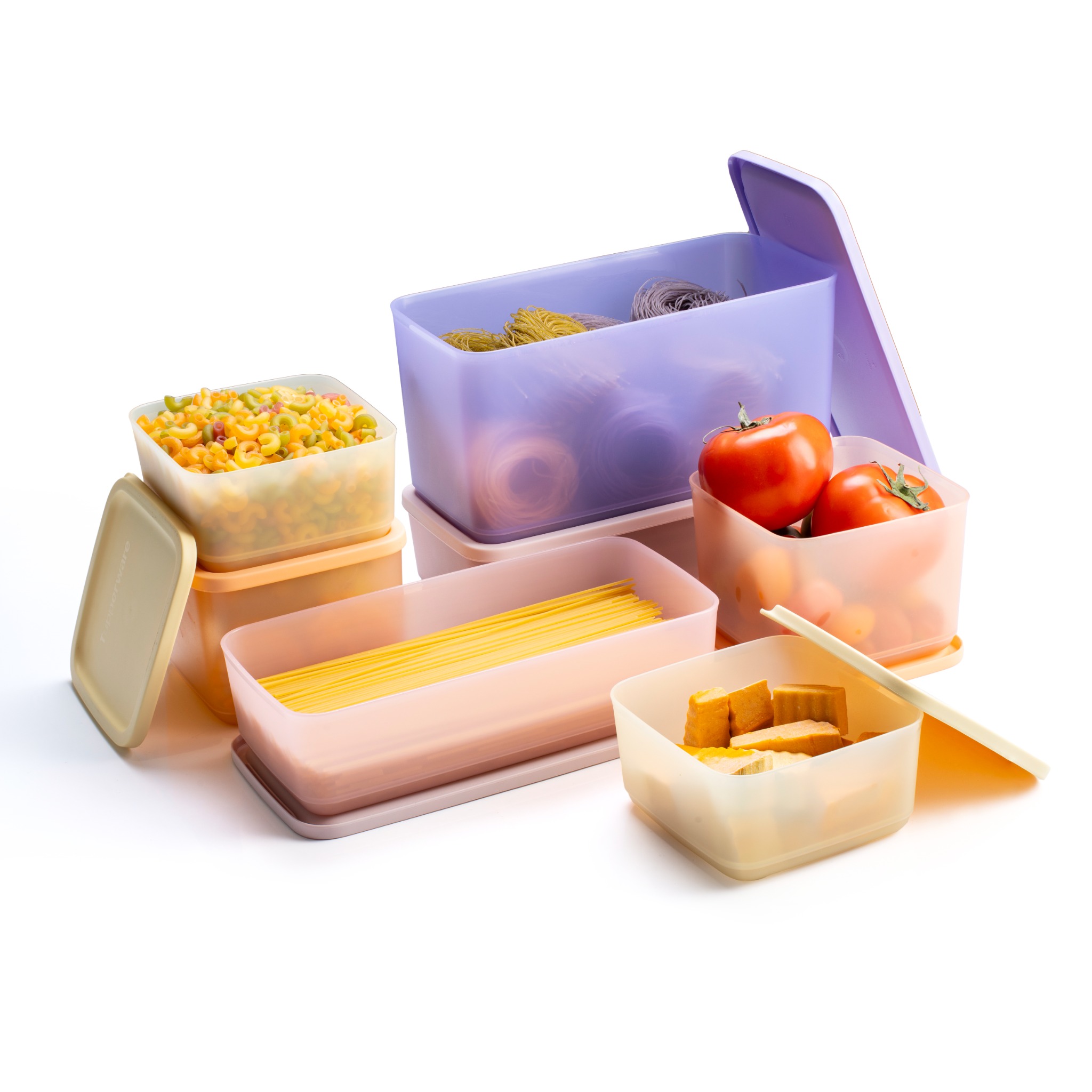 Bộ 7 Hộp Trữ Khô Và Mát Tupperware Cubix 650ml, 1L, 1.4L, 3.1L