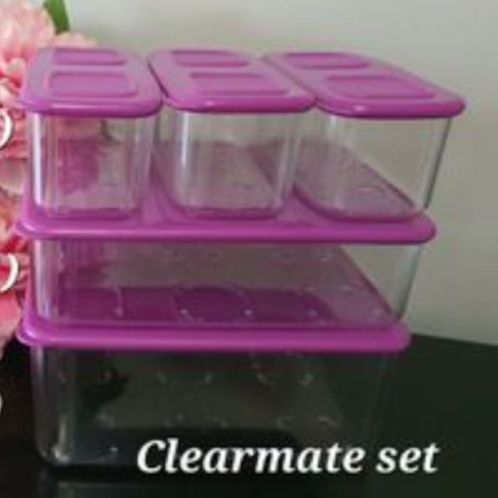 Bộ Hộp  Tupperware Trữ Khô Tím Nhựa Trong Clearmate - Tupperware Malaysia Chính Hãng