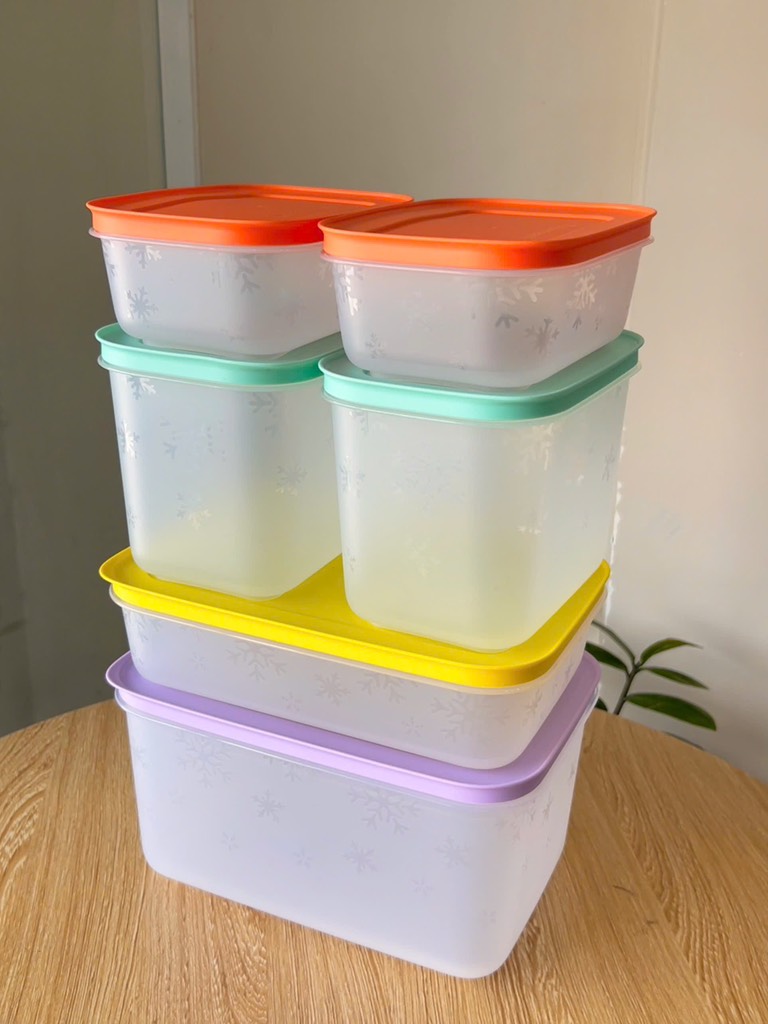 Combo Tuptrung - 6 Hộp đông thân trong bông tuyết - gồm 2h 450ml 2h 1.1L 1h dẹp 1L 1h 2.5L - Tupperware