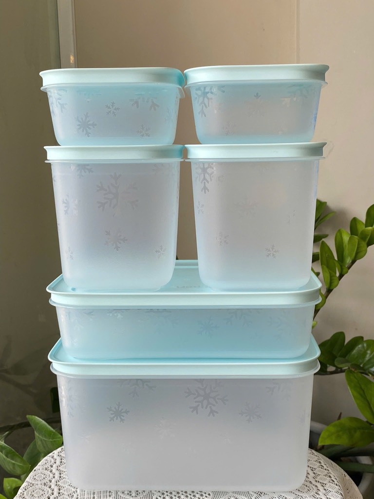 Combo Tuptrung - 6 Hộp đông thân trong bông tuyết - gồm 2h 450ml 2h 1.1L 1h dẹp 1L 1h 2.5L - Tupperware
