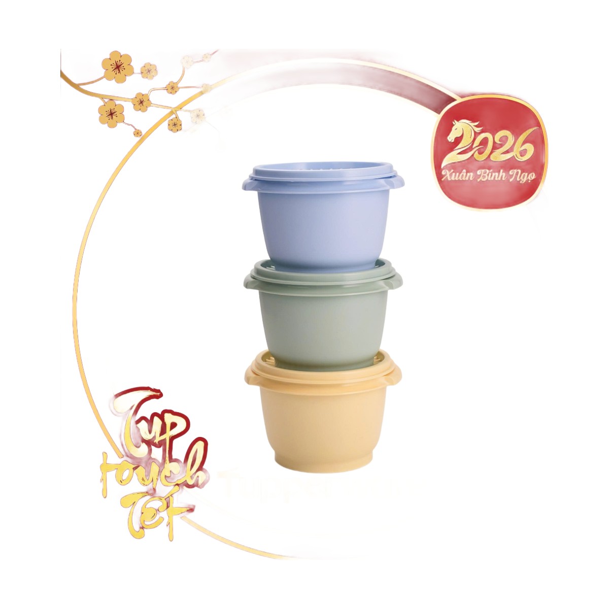 Bộ 3 Hộp Trữ Khô Và Mát Tupperware Heritage Small 600ml