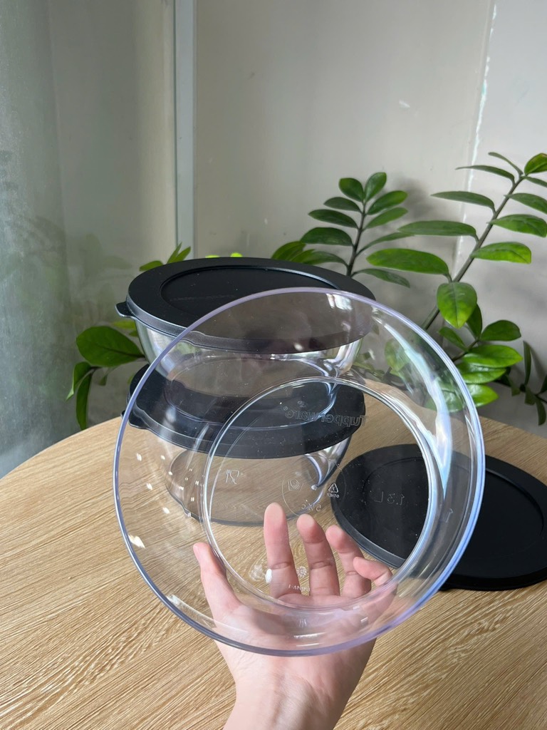 Tupmalay Hộp Tròn Màu Đen Clear Bowl 1.3L