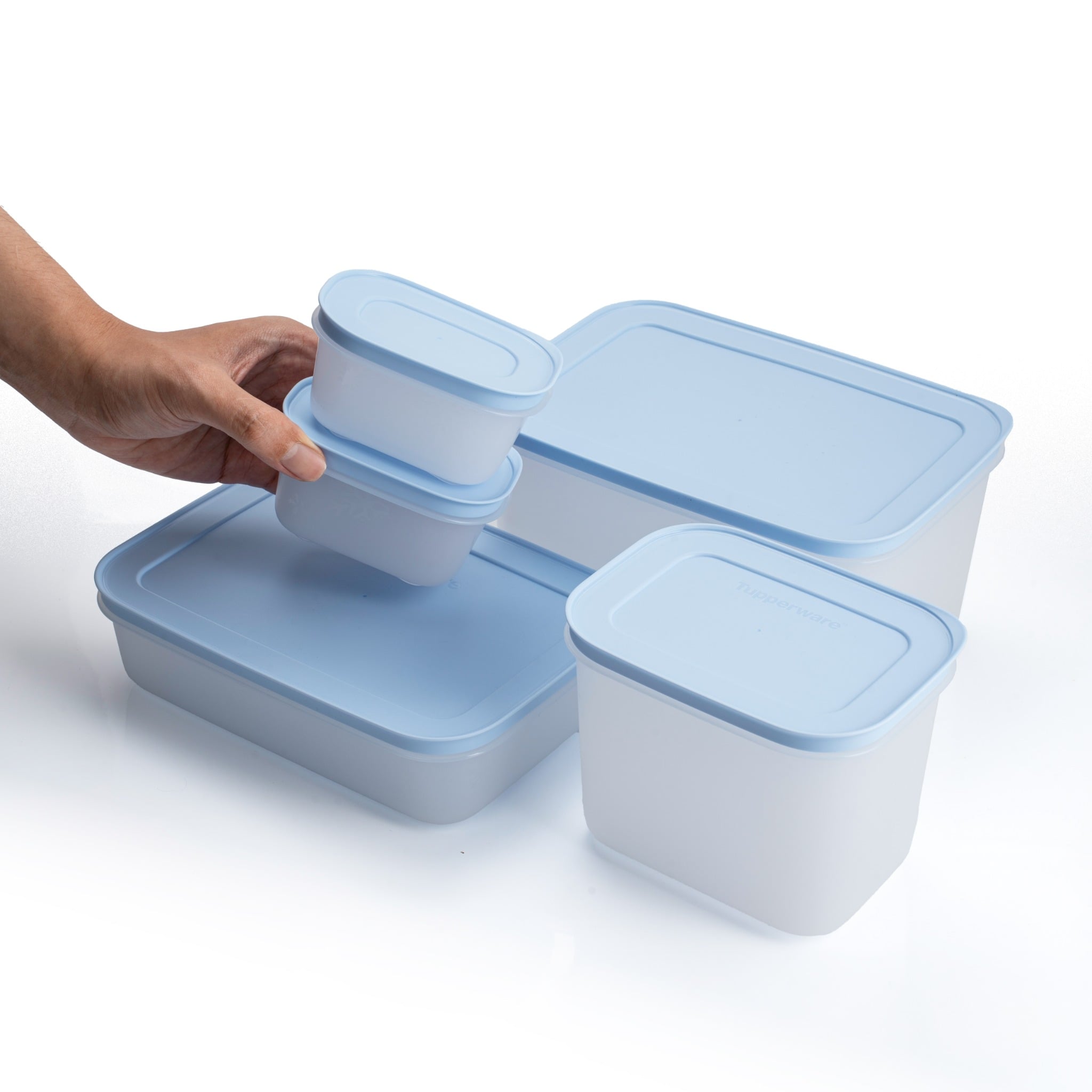Bộ 5 Hộp Tupperware Trữ Đông Gen II  (2 hộp 170ml+1 hộp 1.1L+1 hộp 1L và 1 hộp 2.5L ) - New Tupperware