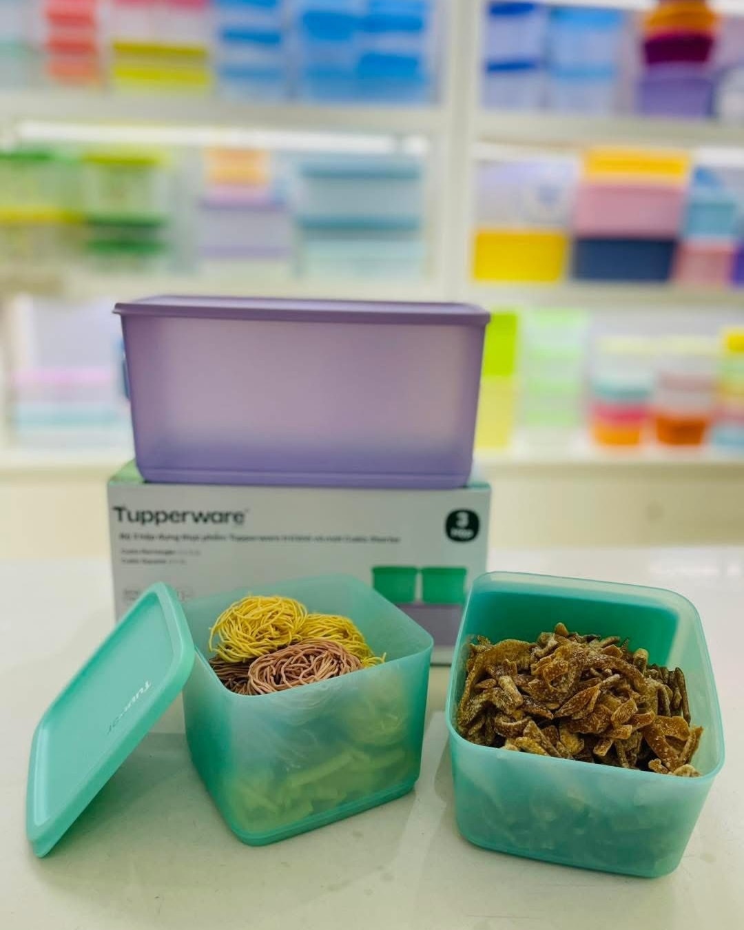 Bộ 3 Hộp Tupperware Trữ Mát Cubix Starter  3.1L & 1L - New Tupperware