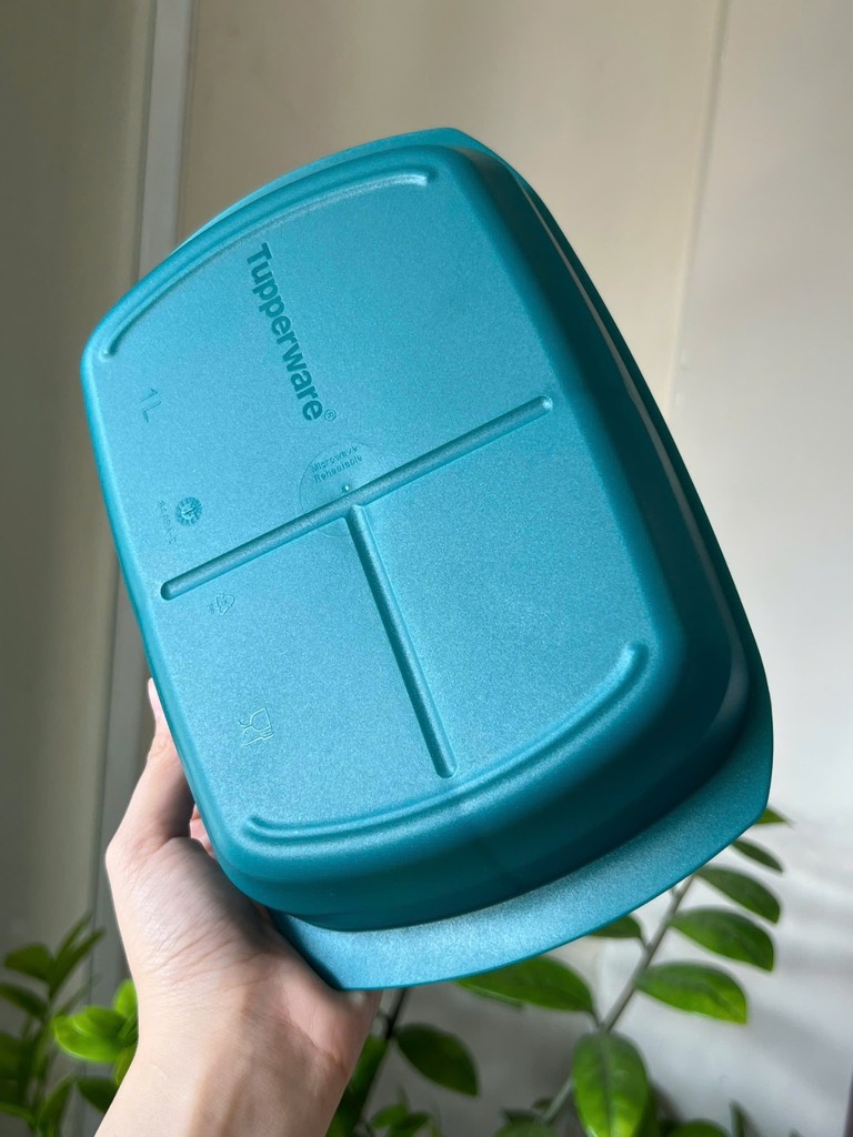 Hộp Cơm Tupperware 1L - 3 Ngăn quay LVS - Màu xanh cốm - Tupperware Malaysia Chính Hãng