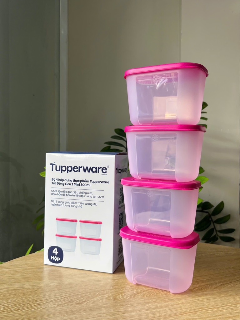 Bộ 4 Hộp Tupperware Trữ đông Dateline Mini Double 300ml - New Tupperware Chính Hãng