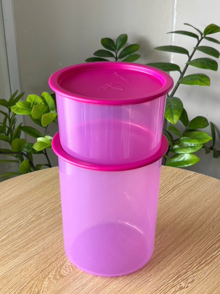 TupMalay - Set 2 Hộp Tròn One Touch 1 Lần Bấm Màu Hồng (01 Hộp 940ml+ 01 hộp 2L)