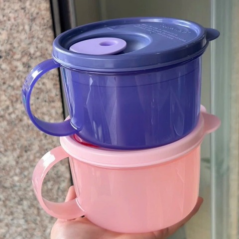 Hộp Đựng LVS Tupperware Crystal Wave Mug 460ml - Có Nút Thở Dạng Cốc, Có Quai - Tupperware Trung Chính Hãng