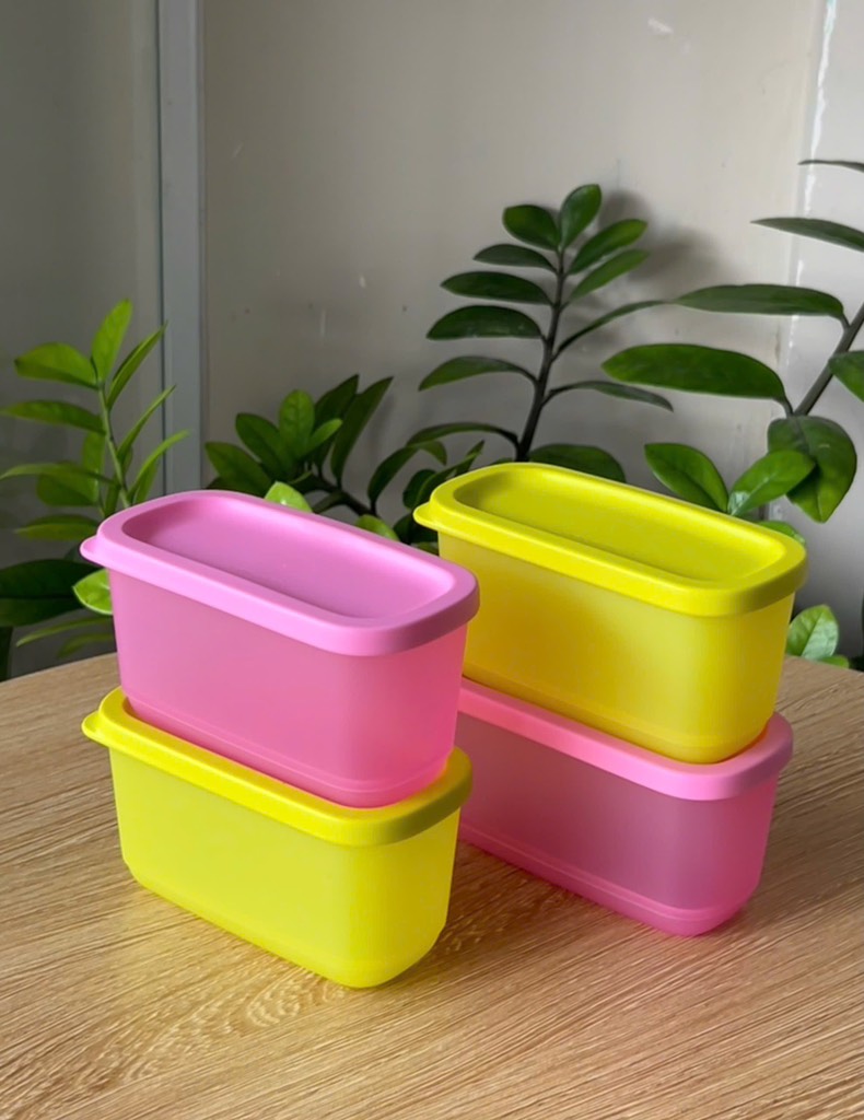 Trọn Bộ 4 Hộp Đựng Thực Phẩm Tupperware Trữ Khô Và Mát Cubix Mini Rectangle 250ml - New Tupperware