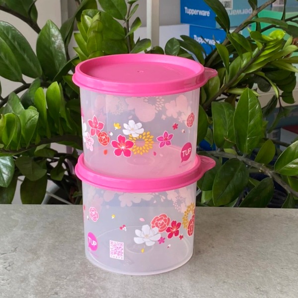 Hộp mát Tupperware 600ml - hồng in hoa