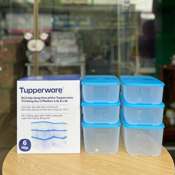 Bộ 6 Hộp Tupperware Trữ Đông Gen I Medium 2.3L & 1.5L - New Tupperware